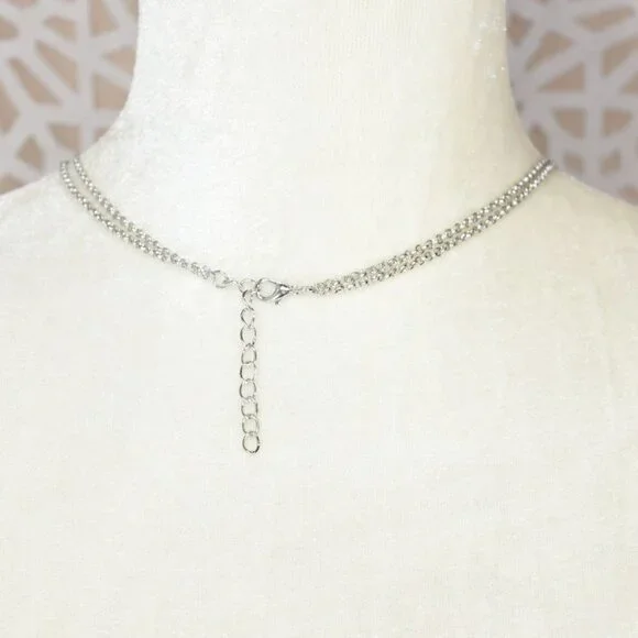 Marlowe Ellipse Circle Layered Pink to Coral Crystal Necklace Gift Packaged - Picture 4 of 9